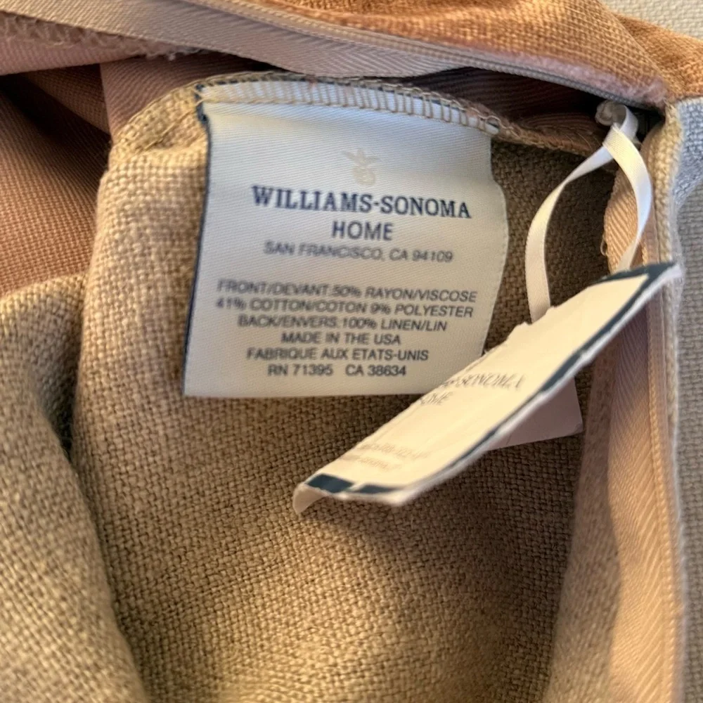 Williams Sonoma Blush and  Beige Linen Lumbar Pillow Covers Set